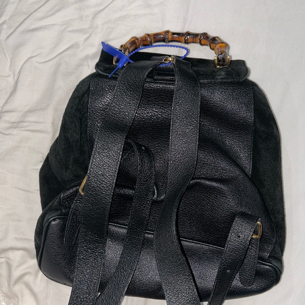 Gucci Black Leather Backpack with Bamboo Accents - Picture 2 of 4